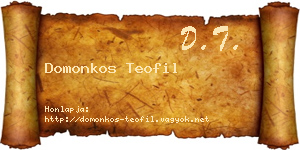 Domonkos Teofil névjegykártya
